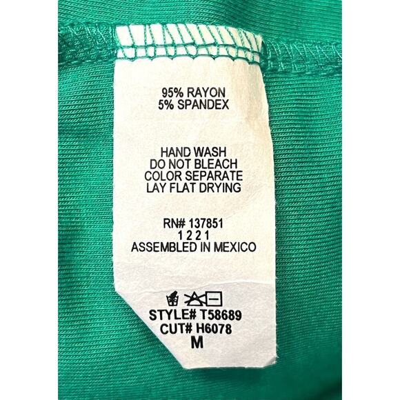 Gaze Crop Top Womens Medium Green Rayon Cap Sleeve Scoop Neck Stretch Pullover - Picture 7 of 7